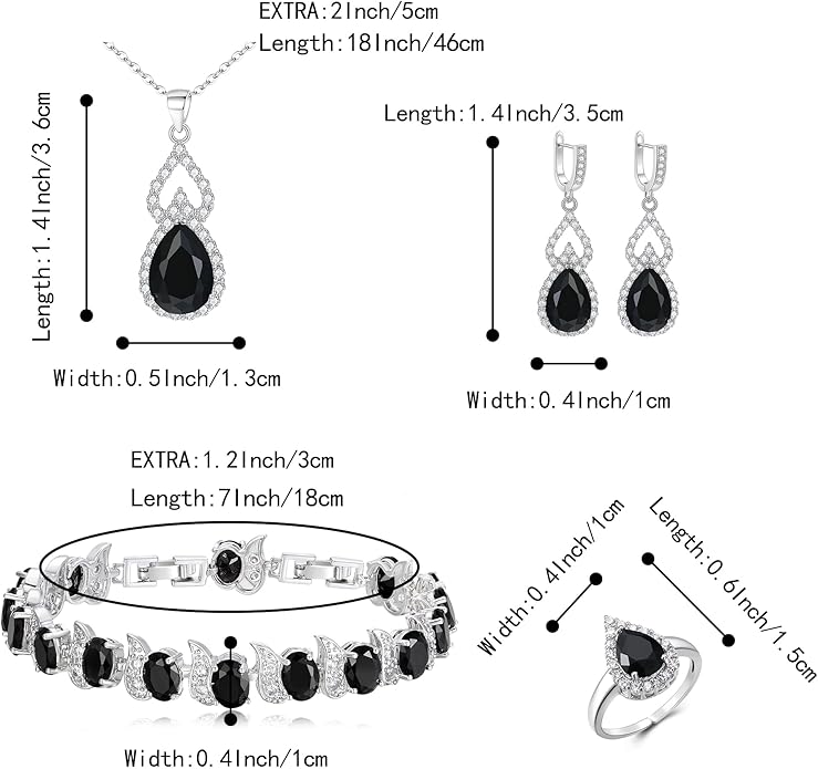 BriLove Wedding Jewelry Set for Women Bride Bridesmaid, Gorgeous Cubic Zirconia Teardrop Necklace Earrings Bracelet Adjustable Ring Jewelry Gift for Birthday/Anniversary/Mother’s Day