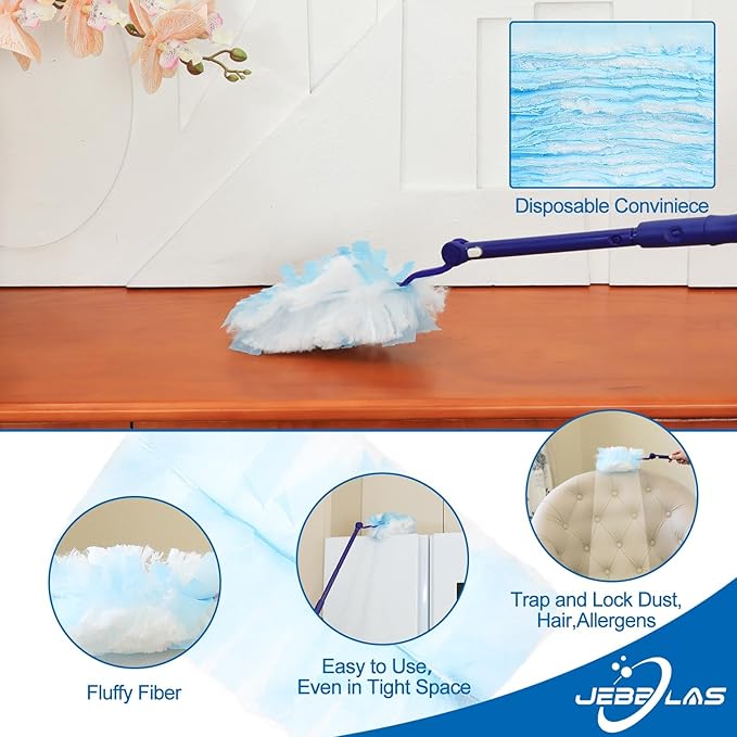 JEBBLAS Disposable Dusters Refills, Heavy Duty Electrostatic Duster Head, Total 30 Count