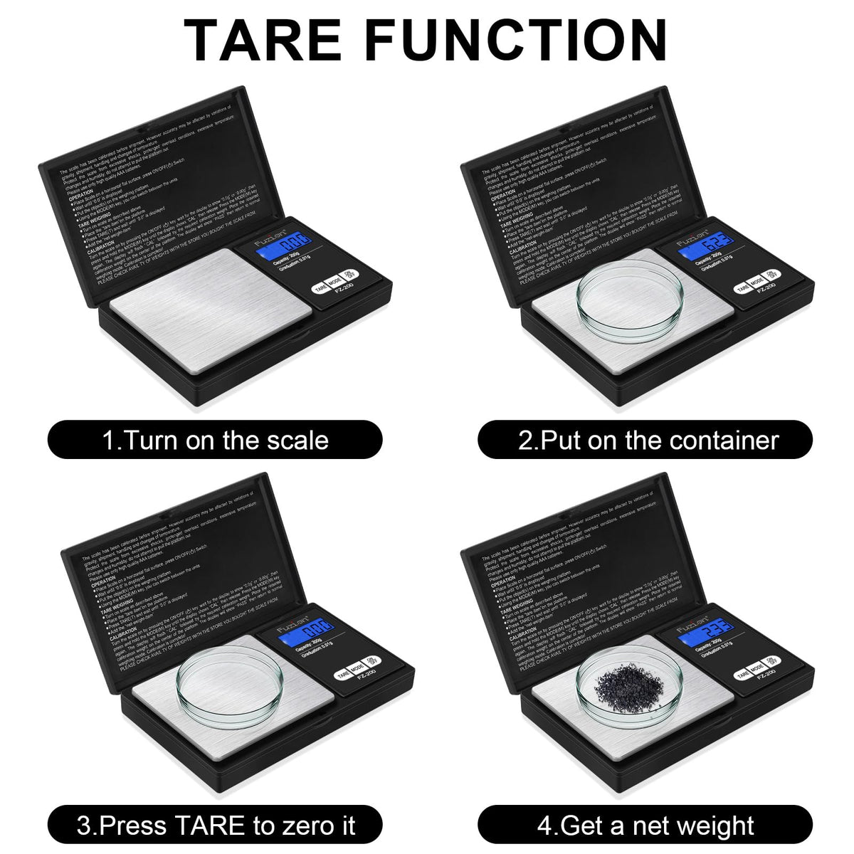 Fuzion Digital Pocket Scale, 200g/0.01g Gram Scale, Mini Scale Grams, Small Digital Scale, Small Food Scale, Jewelry Scale, Precision Scale with Tare, LCD