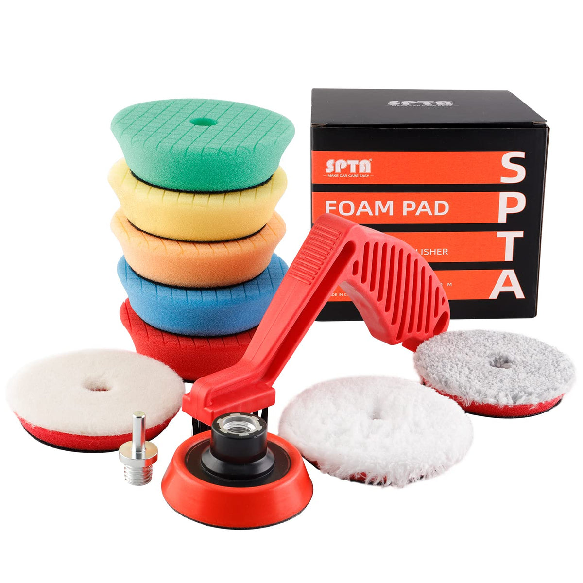 SPTA Drill polishing kit, 11Pcs 3-Inch Buffing Polishing Pads, Car Foam Drill Buffing Pad, Polishing Pads Kit, Car Buffer Polisher Kit Drill Buffing Kit for Car Polishing, Waxing, Sealing Glaze