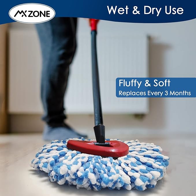 Spin Mop Replace Head for O Ceda Spinning EasyWring Rinse Clean Mop Refill, Mop Head Replacement fit 2 Tank System Mop Bucket, Microfiber, 2 Packs