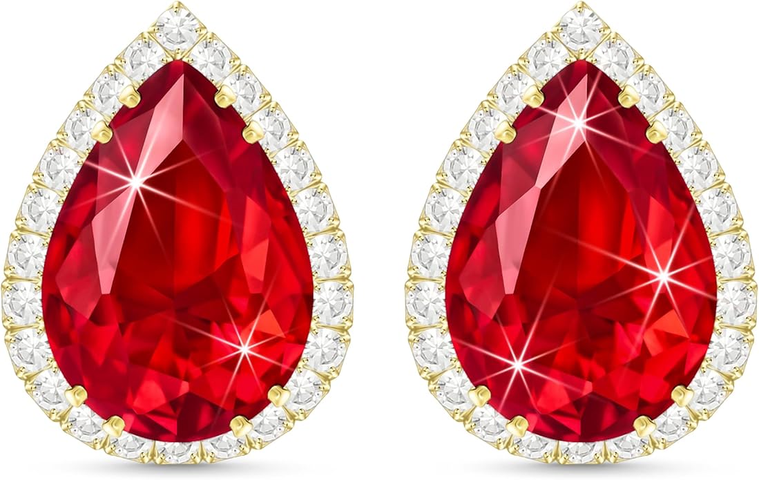 Linawe Women Stud Earrings, Teardrop Diamond Moissanite Cubic Zirconia Earrings Studs Rhinestone Jewelry Gold/Silver/Rose Gold
