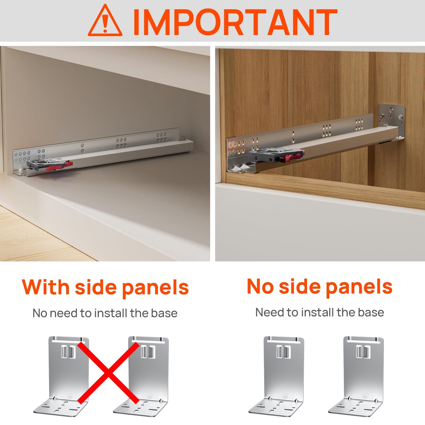 PHWALK 15 Inch Soft Close Undermount Drawer Slides, Full Extension, 100 Lbs Heavy Duty, Concealed Rails with Rear Mount Brackets for 5/8" Side Thickness, Face Frame or Frameless Application (1 Pair)