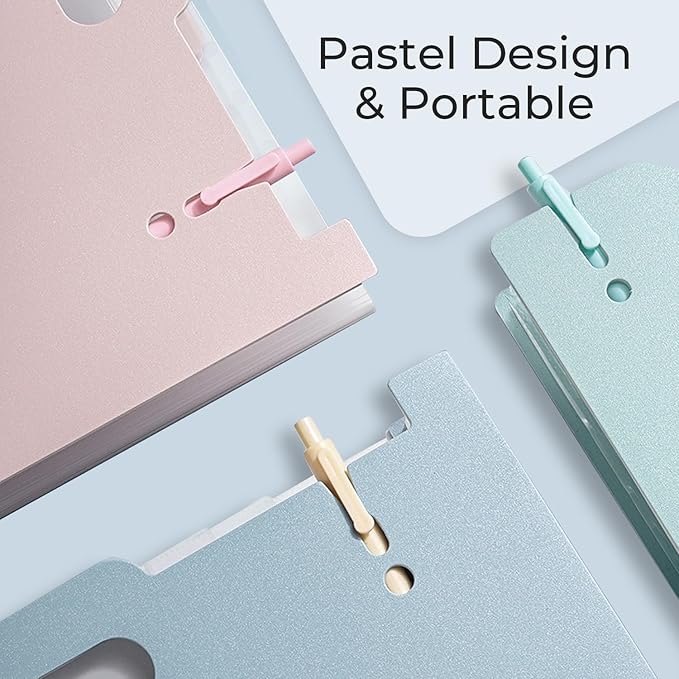 Y YOMA 2 Pack Expanding Magazine Holder with 13 Pockets | Portable Desktop Plastic Self Standing Accordion File Organizer for A4 Letter Size Document Storage Home Office School, Blue