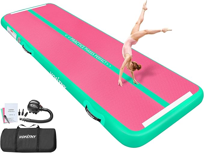 VOFiTNY All Purpose Gymnastics Mat 6.6/10/13/16/20 ft Sturdy Inflatable Tumble Track for Home/Gym