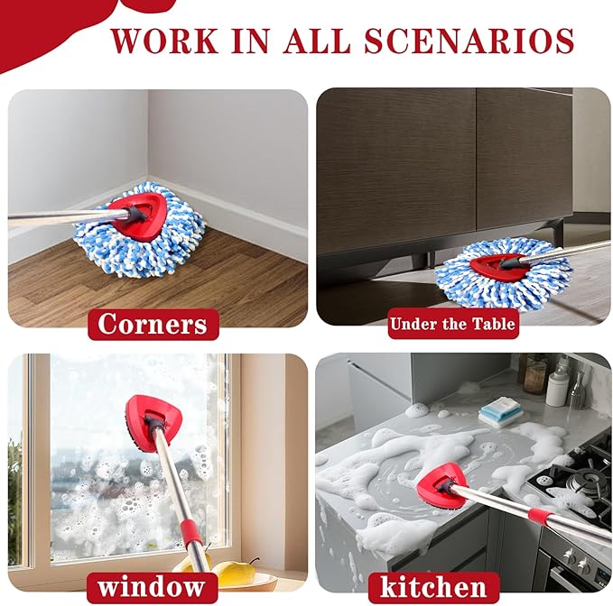 8 Pack Spin Mop Replacement Head for O-Ceda RinseClean 2 Tank System,Spin mop Scrub Brush,Microfiber Mop Refills, Machine Washable, Machine Washable for Bathroom,Kitchen,Tub and Tile (C)