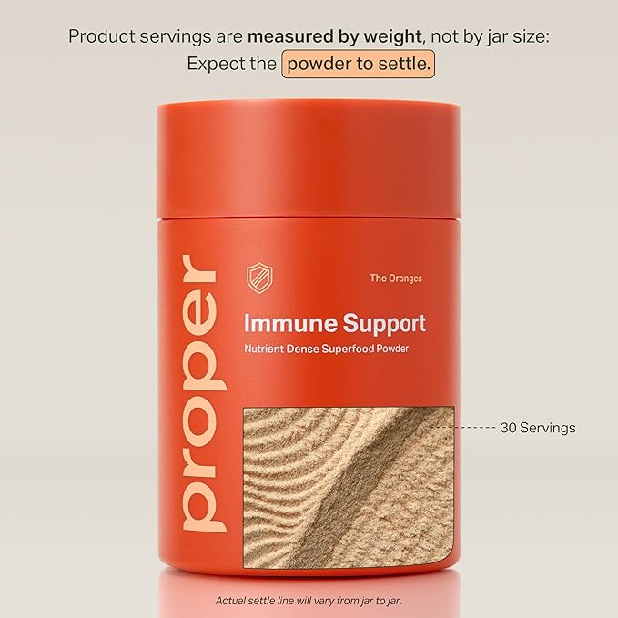 Proper, The Oranges Nutrient-Dense Superfood Powder for Immune Support & Gut Health - Elderberry, Vitamin C, Zinc & Echinacea Supplement Complex Enhanced with Probiotic Digestive Blend