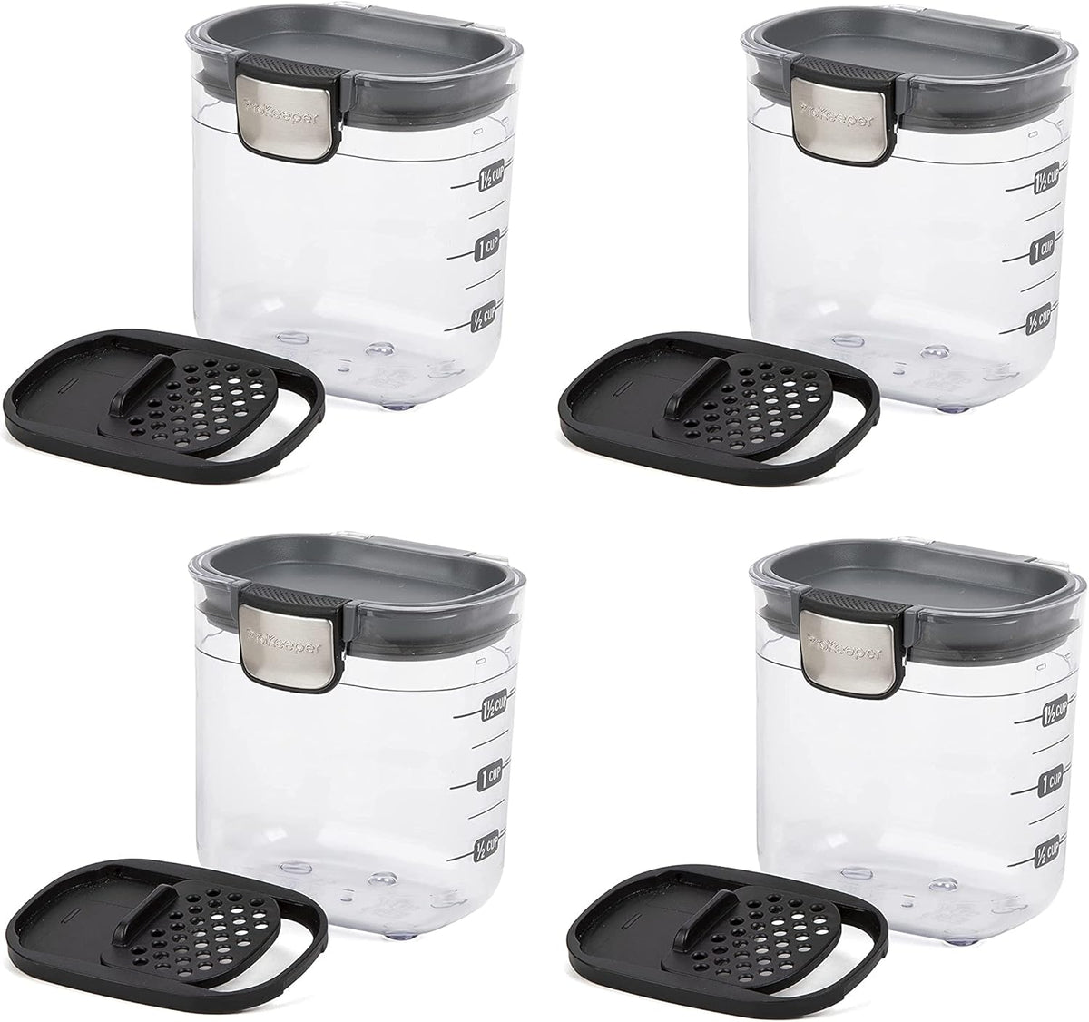 Progressive PKS-401 1.5 Cup Mini Prokeeper+ Airtight Silicone Seal Storage Container Great For Spices & Baking Acessories (4- Piece)