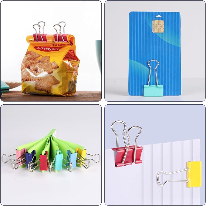 Ufmarine 60 Pcs Small Binder Clips 3/4 inch, Colored Small Paper Clips for Office, Standard Size