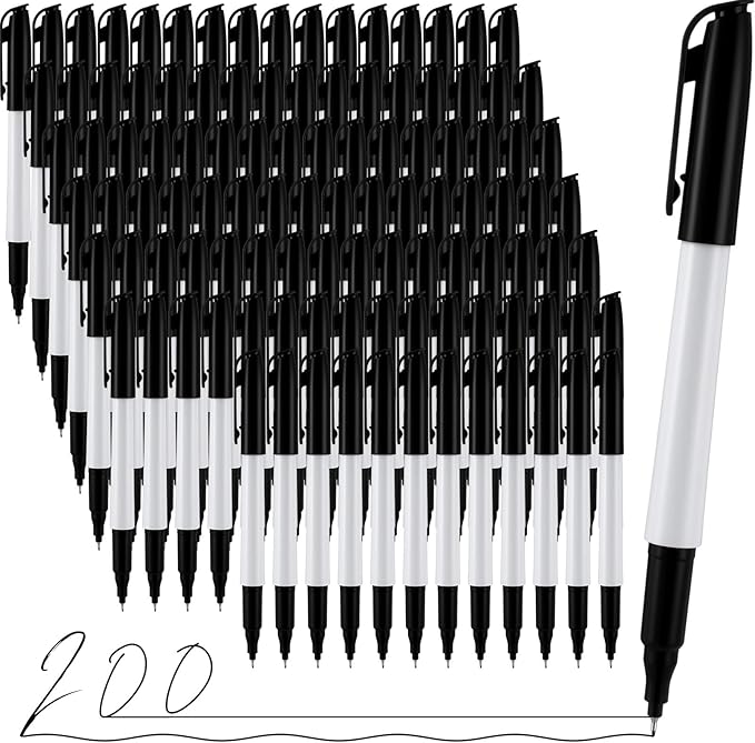 200 Pack 0.4mm Ultra Fine Point Permanent Marker Bulk, Fine Tip Permanent Markers Set, Quick Dry, Waterproof, Durable, Works on Paper, Glass, Ceramic, Plastic, Wood, Rock, Metal (Black)