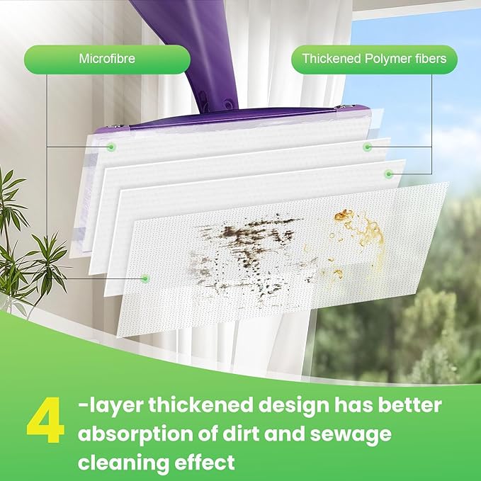 42 Count Disposable Mop Pad Replacement for Swiffer WetJet Spray Mop, Extra Strong Dirt Locking and Water Absorbent, Powerful Stain Removal