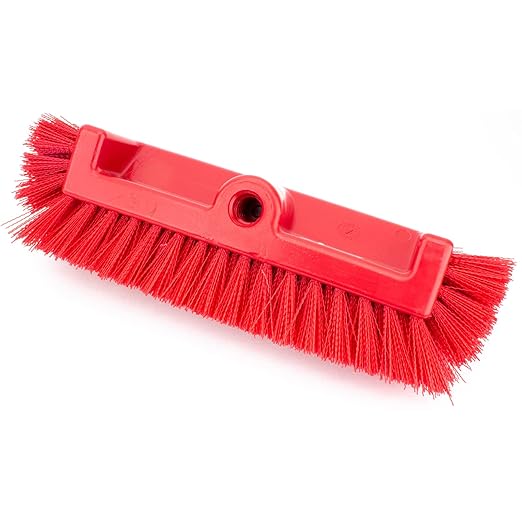 SPARTA Multi-Level Tile Scrub Brush 12" Wide Brush Head, Heavy-Duty Tile Cleaning Brush with End Bristles for Commercial Tiles, Tubs and Floor, Plastic, 12 Inches, Red