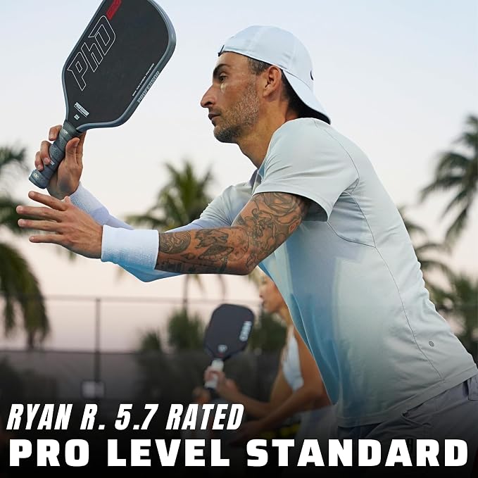 Professor PhD Raw Carbon Fiber Premium Pickleball Paddle Racket - USA Pickleball Approved - Honeycomb Core - Power & Control
