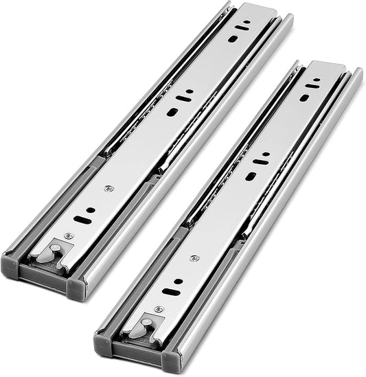 Gobrico 16 inch Drawer Slides 1 Pair，Soft Close Drawer Slides 3 Fold, Cabinet Drawer Slides Full Extension Drawer Hardware, Heavy Duty Hydraulic Self Close Rails, Side Mount Ball Bearing Tracks