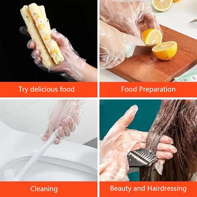200PCS Plastic Gloves Disposable, Cellulose Kitchen Cleaning Sponge, Swedish dishcloths,Steel Wool Scrubbers,Set of Cleaning Supplies Housewarming Gift(6)