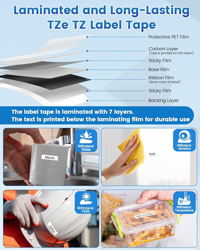 Anycolor Compatible with Brother P Touch Label Tape TZe TZ Tape 12mm 0.47 Laminated White Replace for TZe-231 Label Maker Tape Ptouch PT-D210 PT-D220 PT-H110 PT-D610BT PT-D600 PT-D410 PT-D400, 5pk