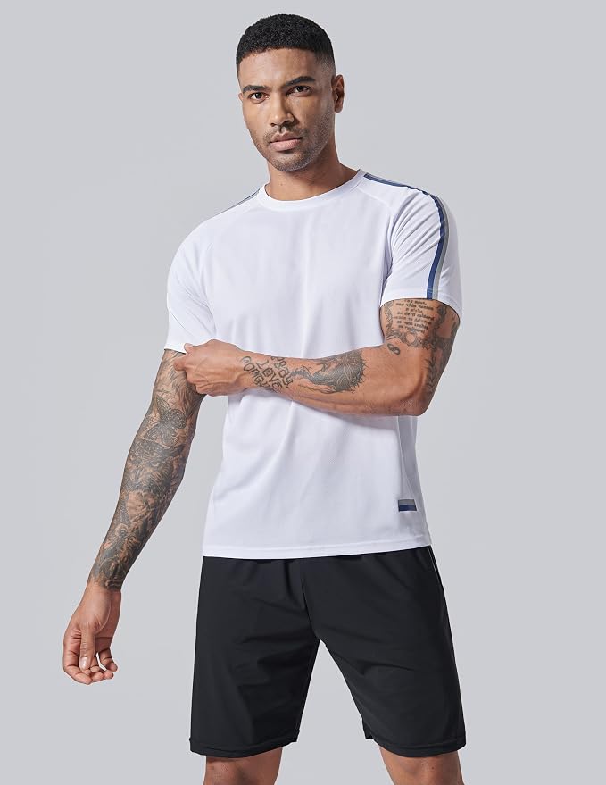 5 Pack Men’s Active Quick Dry Crew Neck T Shirts | Athletic Running Gym Workout Short Sleeve Tee Tops Bulk