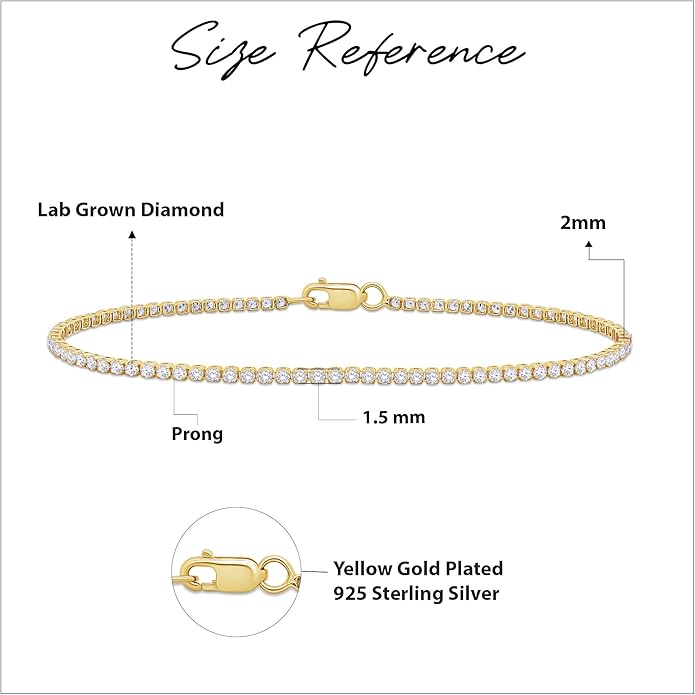 Tennis Bracelet for Women 1.10 to 1.30 Carat (ctw) Round Lab Grown Diamond Single Row Stacking Dainty Bracelets for Brides In 10K Solid Gold Or 925 Sterling Silver Jewelry Size-6.5 to 7.5 Inch