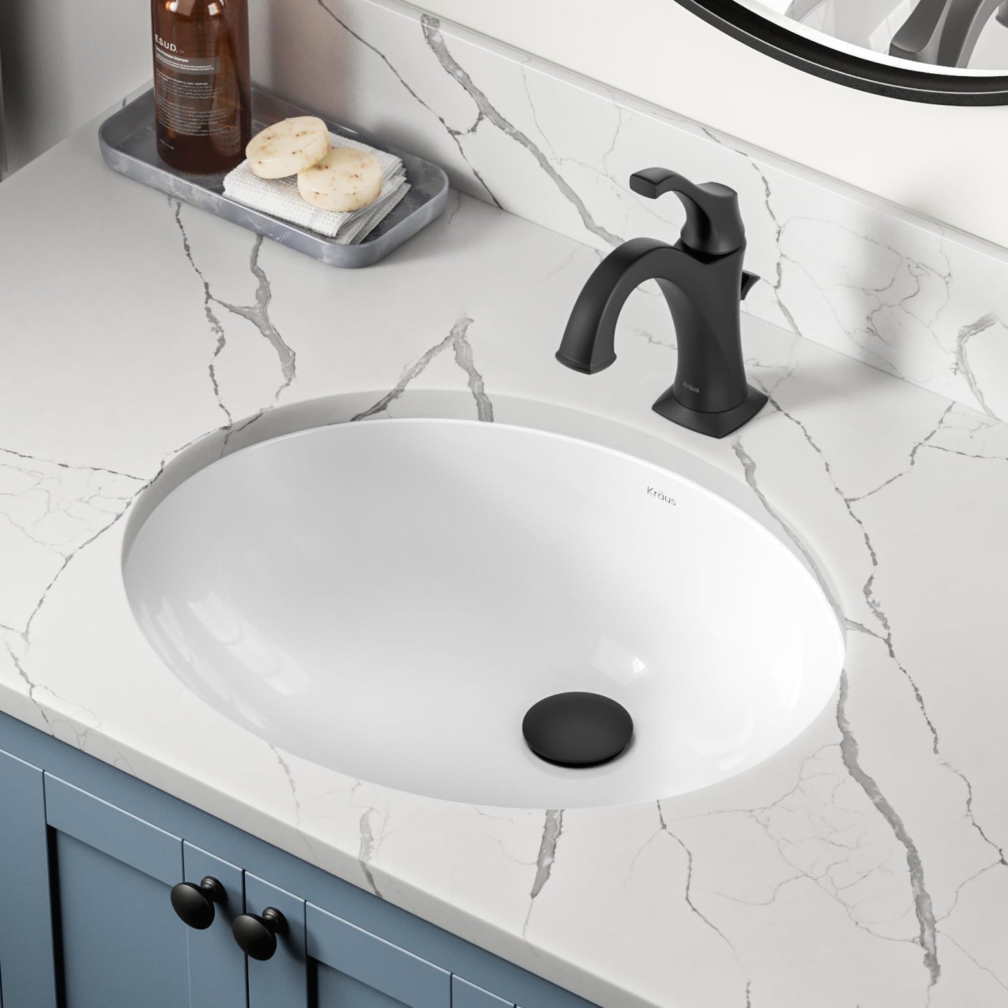 KRAUS Elavo 19.25 in. Oval Porcelain Ceramic Undermount Bathroom Sink in White with Overflow Drain, KCU-272
