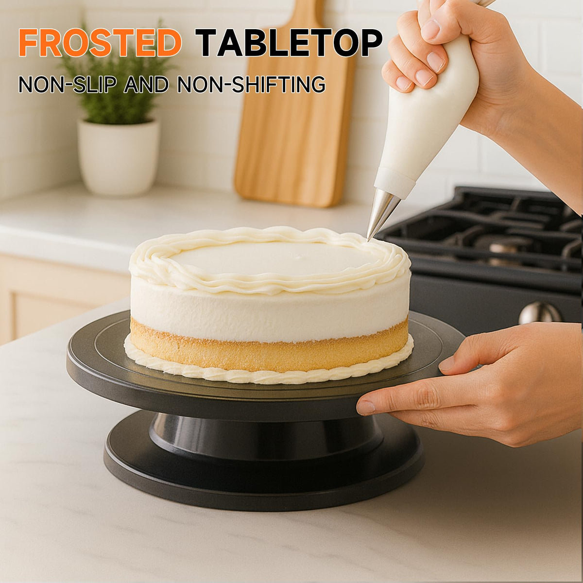 11 Inch Rotate Turntable, Revolving Cake Turntable, Cake Spinner Stand for Decorating, Display,Bakin (Black)