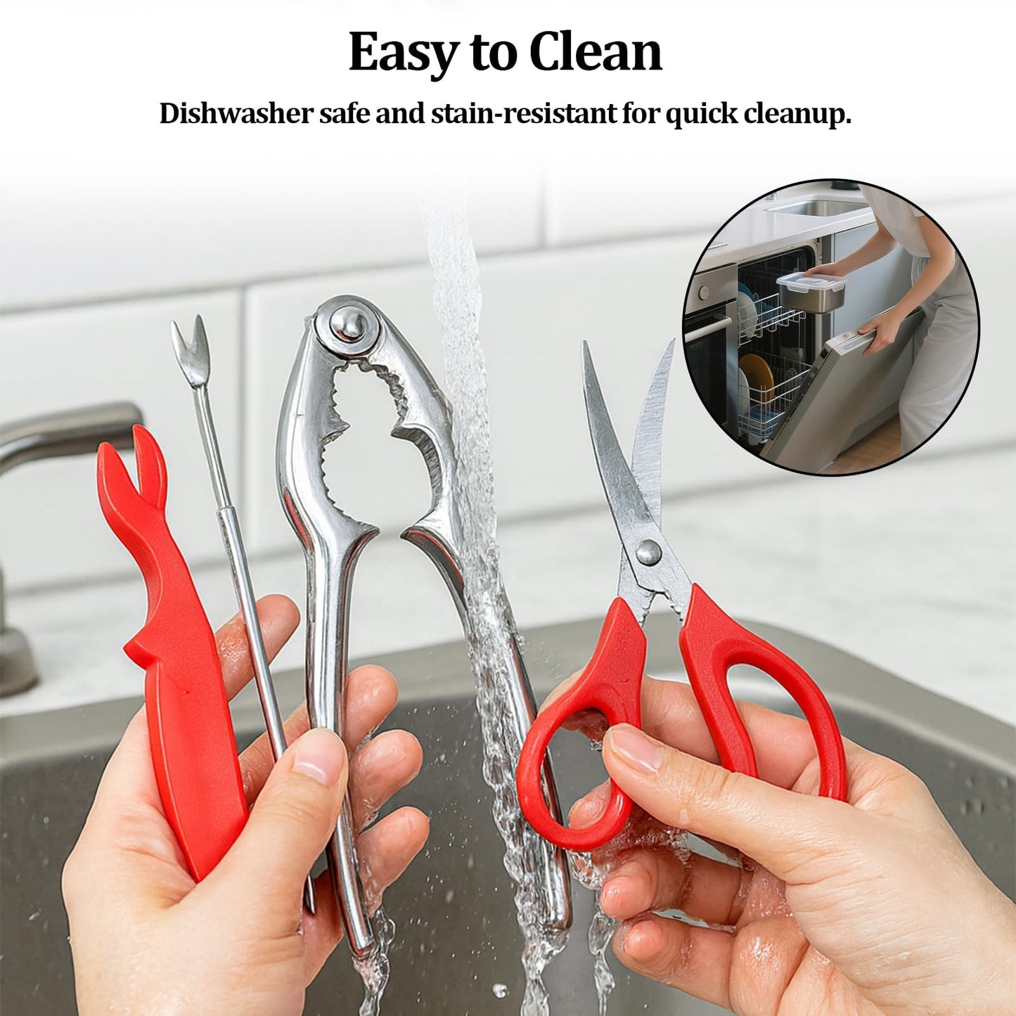 9 PCS Seafood Cracker Tool Set, Including 2 Lobster Sheller, 2 Stainless Steel Crab Crackers, 2 Crab Leg Fork, 2 Scissors and Storage Bag for Seafood Boil Party Supplies, Ideal Gift for Friends