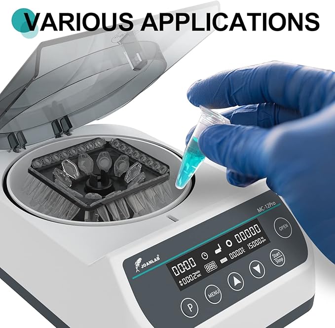 JOANLAB Lab High Speed Centrifuge Machine 12000rpm Bechtop Microcentrifuges 3 in 1 Rotor for 0.2/0.5/1.5/2mL Tube Capacity
