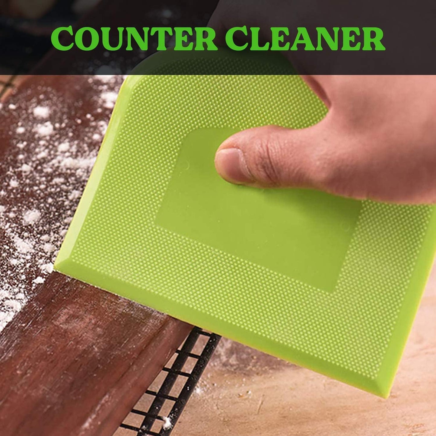SURDOCA Dough Scraper Bench Scraper - 3P 8.3x5.5" Plastic Flexible Bowl Scraper, Sharp Edge & Angles Cake Scraper. Non-Slip Bakeware Decorating Tools Sculpting & Modeling Tools - Green+Blue+White