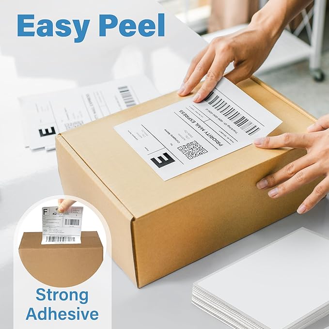 LotFancy 4x6 Thermal Labels, 1000 Shipping Labels, 4 Rolls-250 Labels per Roll, Perforated White Mailing Postage Label for Rollo, Zebra (NOT for DYMO)