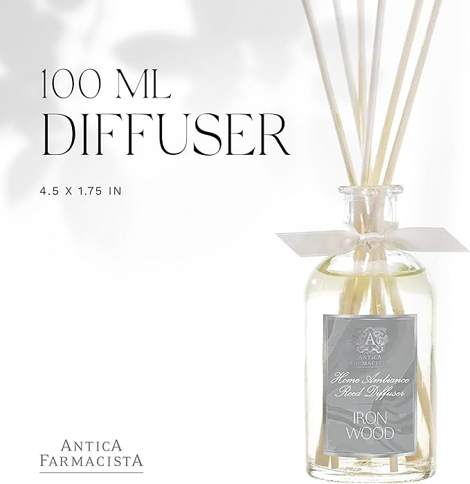 Antica Farmacista Home Ambiance Diffuser - Long-Lasting Reed Scent Diffuser - Luxury Room Freshener Gift - Ironwood, 3.4 fl oz