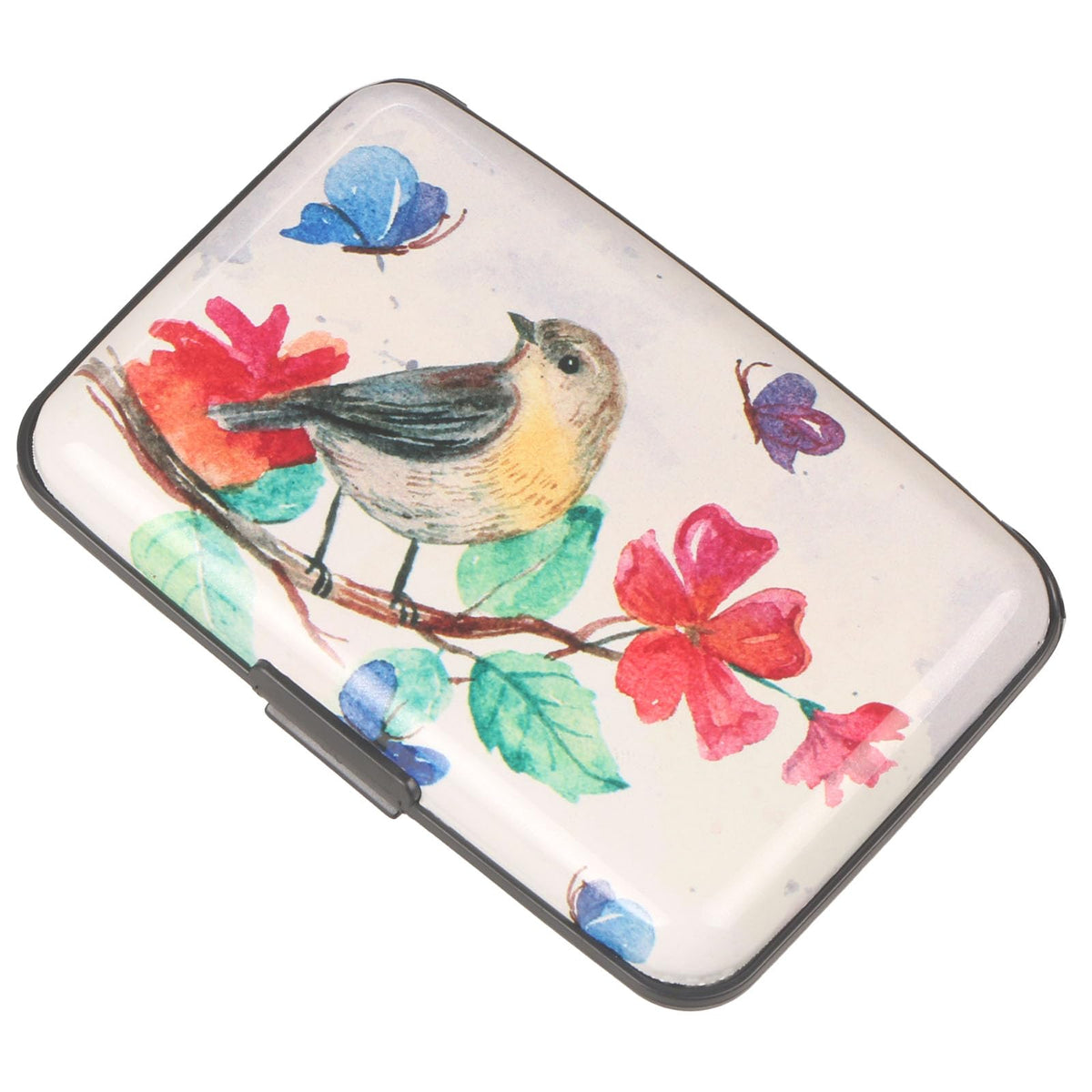 BOHONG Credit Card Holder Small RFID Blocking Wallet Business Metal Slim Mini Aluminum Hard Case for Women Men-A Bird