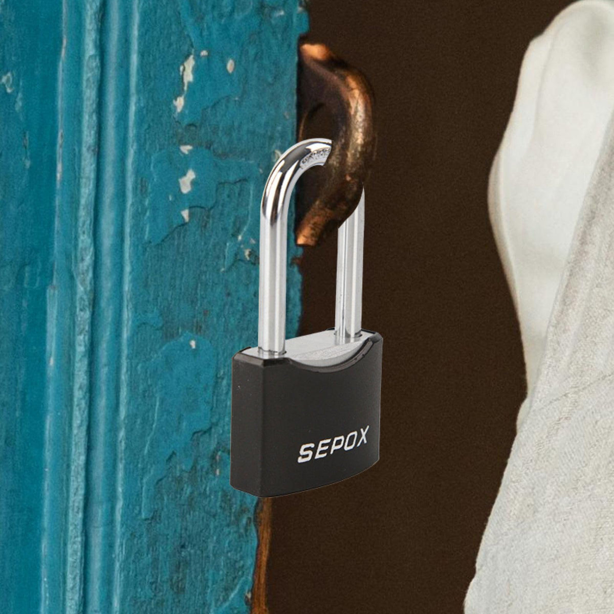 SEPOX® Twins 1-9/16" All-Weather Outdoor Padlocks Keyed Alike, Long Shackle, Solid Steel Lock, Heavy-Duty with Black Cover, Design for Gate Fence Cabinet Toolbox School Gym Locker with 2pcs Same Key