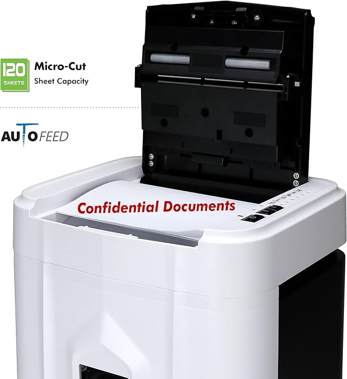 Aurora AU120MB 120-Sheet Auto Feed High Security Micro-Cut Paper Shredder / 30 Minutes (White/Black) and Aurora SL16 Professional Grade Synthetic Shredder Oil, 16 Oz Flip-Top Leak Proof Bottle
