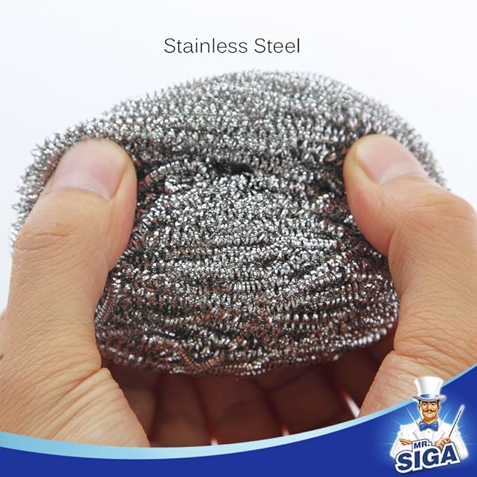 MR.SIGA Stainless Steel Scourer, Pack of 6, 30g