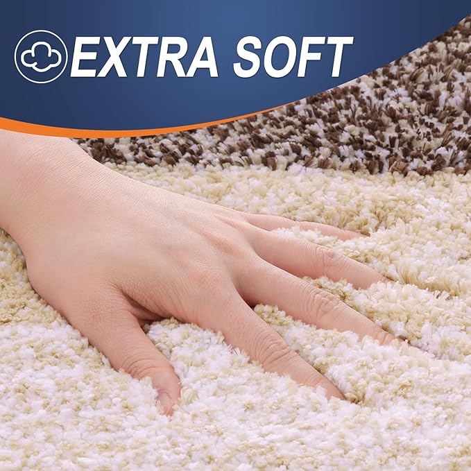 OLANLY Bathroom Rug Mat 59x35, Extra Soft and Absorbent Microfiber Bath Rugs, Non-Slip Plush Shaggy Bath Carpet, Machine Wash Dry, Bath Mats for Bathroom Floor, Tub and Shower, Brown