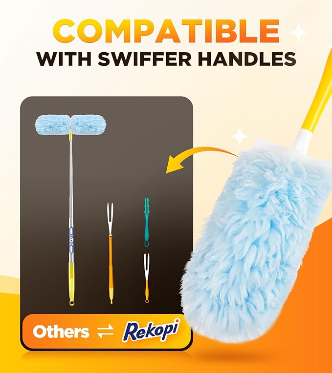 30 Count Duster Refill for Swiffer Duster with 1 Handle, One-Sided Disposable Dusters Refills with 4X Microfibers, Unscented Dusters for Cleaning Home, Furniture, Blinds & Vent