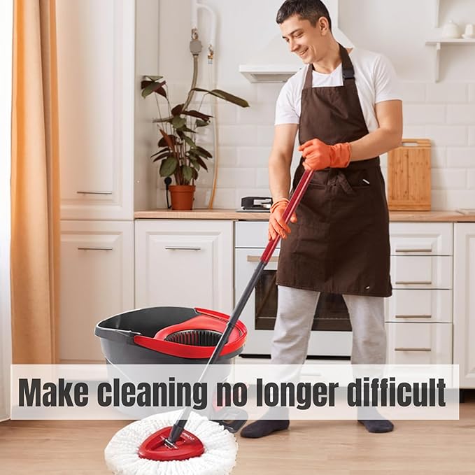 6Pcs Spin Mop Replacement Heads, White Large 360° Easy Wring Spin Mop Head 100% Microfiber Refill, Easy Cleaning Mop Head Replacement, Machine Washable for Easy House Cleaning Floor Mopping