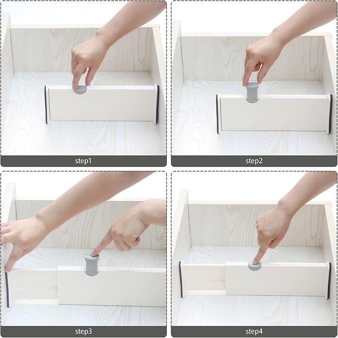 Set of 8 Adjustable Drawer Dividers Organizer Separators Plastic Dresser Organizer for Bedroom, Bathroom, Closet, Office Desk, Kitchen Storage