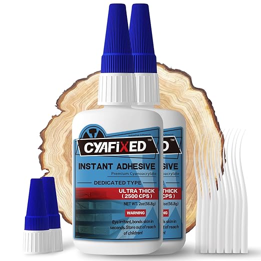Professional Grade Cyanoacrylate Super Glue, Ultra Thick Viscosity CA Glue for Woodworking, 4 oz. Value Pack - Instant Adhesive for Woodworking, Gap Filling, Heavy Duty Wood Bonding