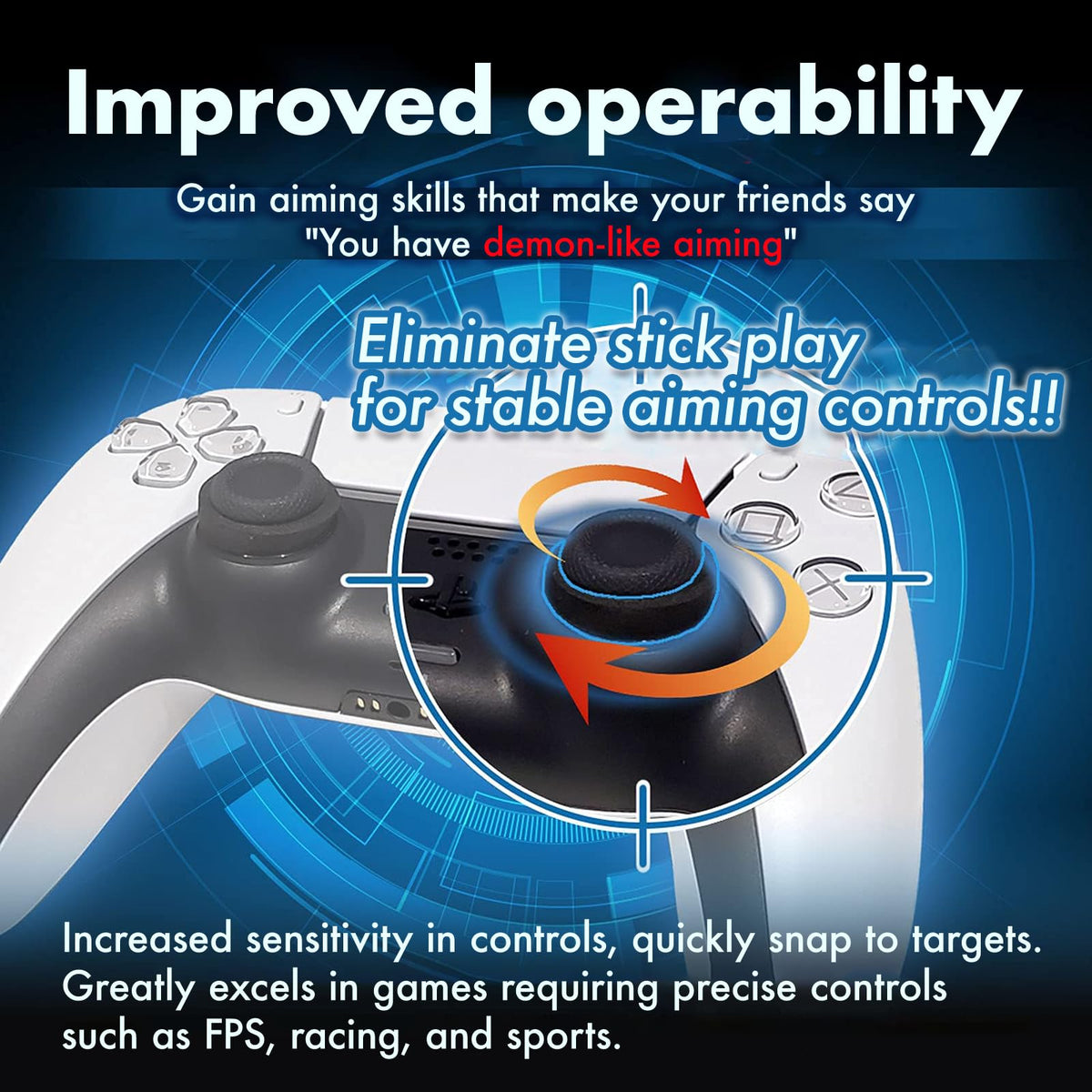 OniAim Precision Rings Orange Demon AIM Assist Motion Control Accessories for PS5, PS4, Xbox series, PC Gamepads, Switch Pro Controller & Scuf Controller Made in Japan (6 rings) (Assorted 3-Level)