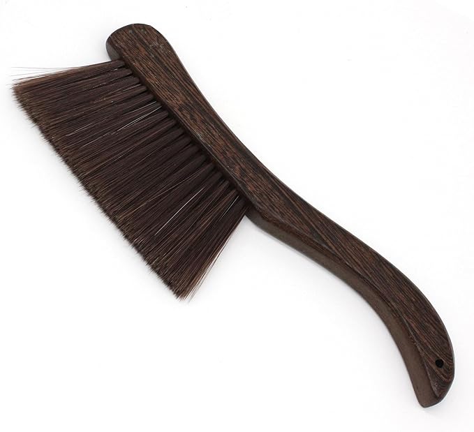Hand Broom Dust Brush for Cleaning Dusting Soft Bristle Handheld Brushes for Car Interior Bed Bench Couch Counter Furniture Clothes Room Fireplace with Wood Handle