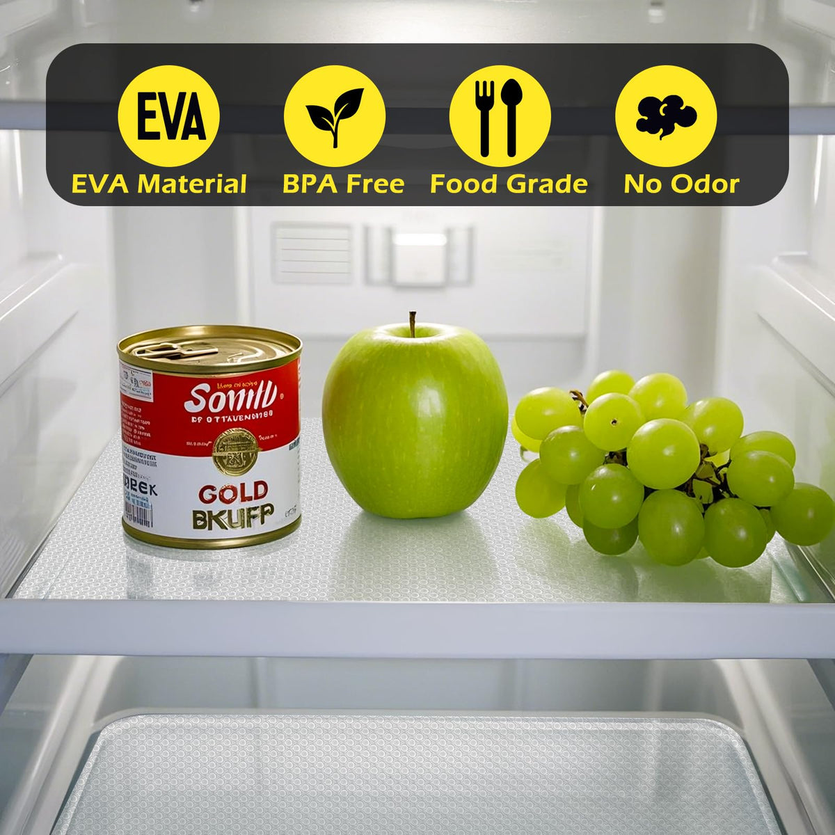 Shelf Liner, Waterproof Refragerator Liner, Drawer Liners for Kitchen Cabinet, Bathroom Under Sink Mat Non Adhesive Fridge Liner EVA Place Mats Roll - Clear 17.7"×78.7"