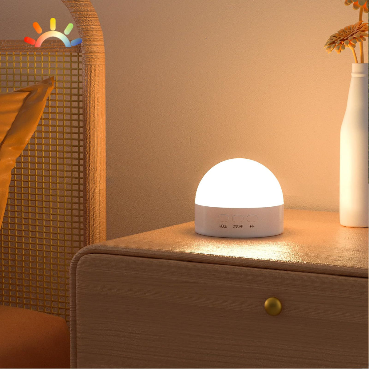 Kintion Portable Night Light, Dimmable 8 Color Lighting, 1800mAh Battery Rechargeable, Small LED Lamp for Nursery, Baby, Kids and Adults(1pcs)