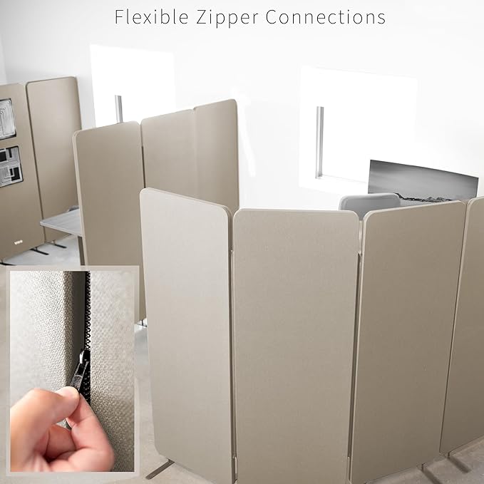 VIVO Freestanding 72 x 66 inch Privacy Panel, Cubicle Divider, Acoustic Wall Partition, x3 24 inch Panels, Beige, PP-3-T072BE