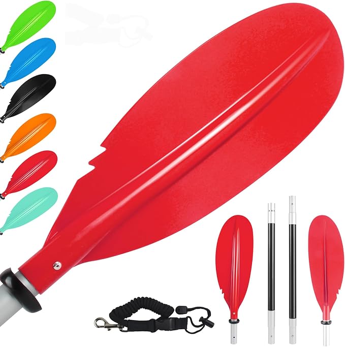 Kayak Paddles Adjustable 88in 4 Piece Kayak Oars Boat Paddles for Adults with Paddle Leash, Canoe Paddles for Kayaking Rafting Jet Ski Canoe Outdoor Kayak Water Sports and Safety Boat Accessories