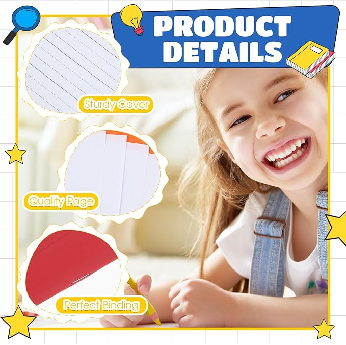 Henoyso 24 Pcs Primary Composition Notebook K-2 9 3/4 x 7 1/2 Inch Primary Journal, Back to School Supplies, Bulk Blank Writing Book for Kid to Write Draw Journal 60 Page Notebooks (Mixed Color)