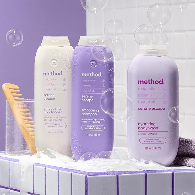 Method Smoothing Shampoo, Serene Escape, Magnolia + Rose Hip + Monoi Oil notes, 14oz