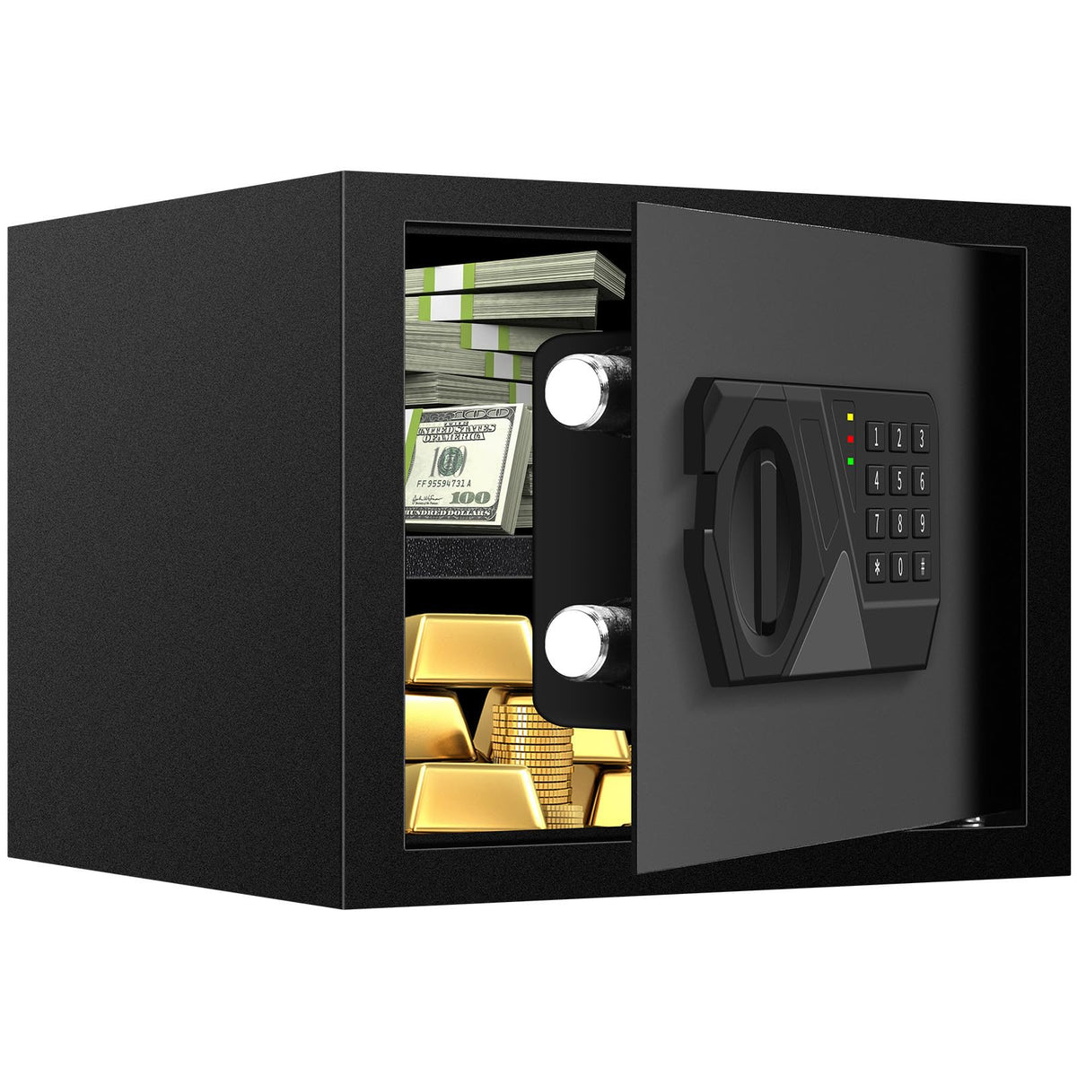 1.2 Cub Small Fireproof Safes for Home Use, Digital Home Safe Fireproof Waterproof with Programmable Keypad, Spare Keys and Removable Shelf, Fire Safe Box for Money Medicines Valuables