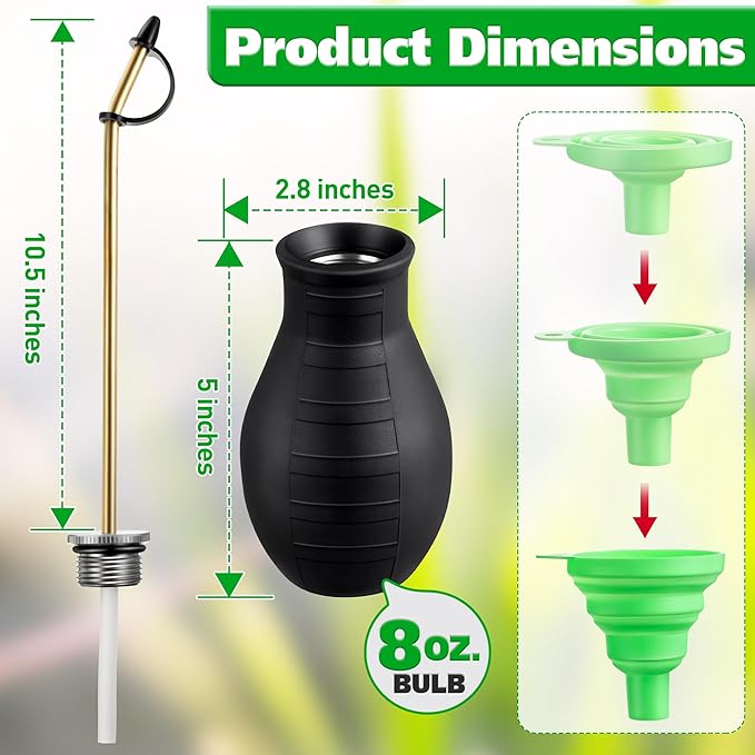 Qualirey Diatomaceous Earth Powder Duster, Garden Powder Applicator Dispenser with Long Metal Tube, Bulb Duster Sprayer Insect Duster for Home Powders for Organic Gardening Agricultural Supply