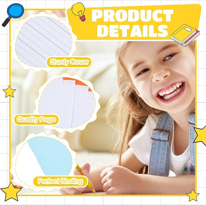 Henoyso 24 Pcs 120 Pages Primary Composition Notebooks K-2 9 3/4 x 7 1/2 Inch Journals Primary Journals Blank Books for Kids to Write Stories Kindergarten (Light Color)