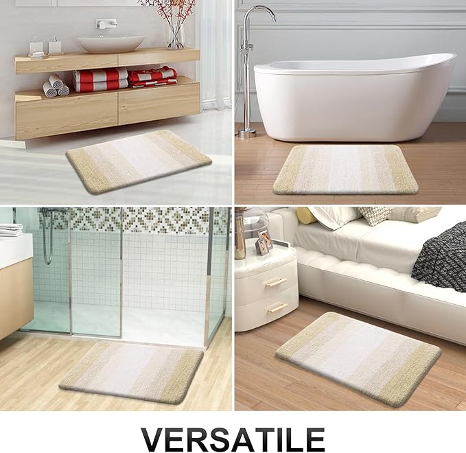 OLANLY Bathroom Runner Rugs 59x20, Extra Soft Absorbent Microfiber Bath Rugs, Rubber Backing, Quick Dry, Washable Bath Mats for Bathroom Floor, Tub and Shower, Home Decor Accessories, Light Beige
